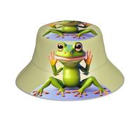 YYHHAOFA The Funny Frog Doing Yoga Prints Cappello alla pescatora riflettente per uomini e donne, design double-face, nero leggero