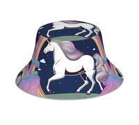 YYHHAOFA The Illusion of Unicorn Printing Cappello alla pescatora riflettente, leggero, traspirante, pieghevole, per uomini e donne, nero