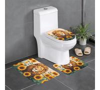 YYHHAOFA The Lion Among The Sunflower - Set di tappeti da bagno antiscivolo, 3 pezzi, tappetini ovali e rettangolari per WC, toeletta e servizi igienici