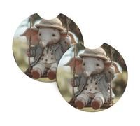 YYHHAOFA The Little Elephant on The Swing - Confezione da 2 sottobicchieri per auto, resistenti, impermeabili ed eleganti, protezione per portabicchieri