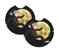 YYHHAOFA The Monkey Who Stole The Moon - Confezione da 2 sottobicchieri per auto, resistenti, impermeabili ed eleganti