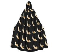YYHHAOFA Tiger Puppy On The Moon Pattern Halloween Adulto Mantello con Cappuccio Uomini e Donne Abbigliamento Mantello Gioco di Ruolo
