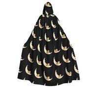 YYHHAOFA Tiger Puppy On The Moon Pattern Halloween Adulto Mantello con Cappuccio Uomini e Donne Abbigliamento Mantello Gioco di Ruolo
