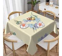 YYHHAOFA Tovaglia decorativa quadrata con orchidee fresche, 152,4 x 152,4 cm, morbida e impermeabile, riutilizzabile, ideale per tavolino da caffè e tavolo da pranzo