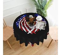 YYHHAOFA Tovaglia lavabile e riutilizzabile, perfetta per la protezione e la decorazione del tavolo da pranzo, 152 cm. Stampa con aquila patriottica con bandiera degli Stati Uniti