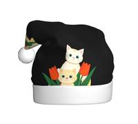 YYHHAOFA Tulipani e gattini Bouquet Immagine Cappello di Natale per adulti per uomini e donne abbigliamento fascia per occasioni festive