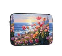 YYHHAOFA Tulips by the sea - Custodia portatile per laptop da 10", antiurto, per uomini e donne, viaggi d'affari, uso quotidiano in ufficio
