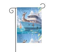 YYHHAOFA Un asino su uno yacht stampato asta bandiera giardino decorazione cortile esterno double face 30,5 x 45,7 cm