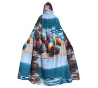 YYHHAOFA Uova di Pasqua Sulla Costa Modello Halloween Adulto Mantello Con Cappuccio Uomini E Donne Abbigliamento Mantello Gioco di Ruolo