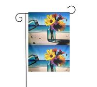 YYHHAOFA Vaso in vetro con motivo floreale, bandiera da giardino, decorazione per cortile, 30,5 x 45,7 cm, per giardino, terrazza, balcone