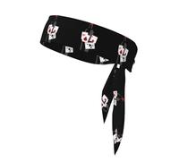 YYHHAOFA Vino rosso e carte da gioco Stampato Foulard sportivo, assorbe il sudore e traspirante, fascia per capelli movimento, fazzoletto su entrambi i lati