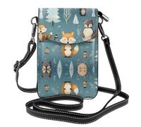 YYHHAOFA Volpe del fumetto nella piccola borsa del telefono di vibrazione di vibrazione del cuoio delle donne del modello di inverno, impermeabile e durevole
