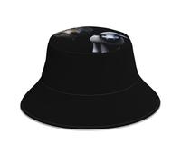 YYHHAOFA Wolf and Little Sheep Picture Reflective Bucket Hat Uomo e Donna Casual Outdoor Nero