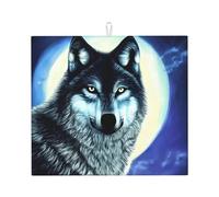 YYHHAOFA Wolf Under Moon - Tappetino scolapiatti da cucina, in microfibra, altamente assorbente, antiscivolo, ad asciugatura rapida, con stampa resistente allo sbiadimento