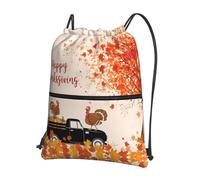 YYHHAOFA Zaino con cerniera e coulisse con stampa auto Turchia sulla zucca del Ringraziamento - Borsa leggera da palestra con tessuto impermeabile e tasche multiple per viaggi e sport