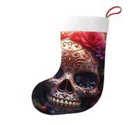 Yyhhaofa Zucchero Horror Skull and Flowers Printing Christmas Decorative Socks per riempire piccoli regali come caramelle e piccoli giocattoli