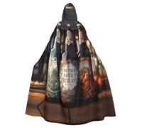 YYHWHJDE 3 bottiglie di birra con immagine Halloween adulto mantello con cappuccio per giochi di ruolo, costumi e feste a tema