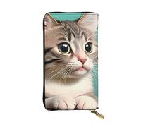 YYHWHJDE A Curious Cat Picture - Portafoglio lungo in pelle di qualità, progettato per ragazze e donne alla moda, elegante, 19 x 10,5 cm, Nero , Taglia unica