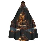 YYHWHJDE A Little Bear Learning Knowledge Pattern Halloween adulto mantello con cappuccio senza cerniera, comodo per feste in costume