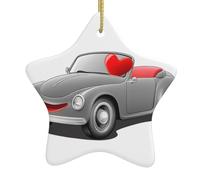 YYHWHJDE A Small Car That Pursues Love Prints Christmas Ceramic Star Pendant Ornament Easy to Hang, Very Suitable for Decoration Christmas Trees
