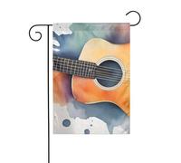 YYHWHJDE Acquarello Chitarra Acustica Modello Bandiera Giardino Cortile Decorazione 30,5 x 45,7 cm Spessore durevole