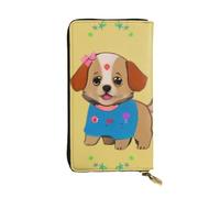 YYHWHJDE Adorabile portafoglio lungo in pelle di qualità con immagine di cane in stile cartone animato, progettato per ragazze e donne alla moda, elegante 19 x 10,5 cm, Nero , Taglia unica
