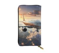 YYHWHJDE Airplanes are soaring Printing Leather lungo pochette portafoglio Progettato per ragazze e donne alla moda elegante e personalizzato 19 x 10,5 cm, nero, taglia unica, Nero , Taglia unica