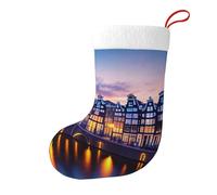 YYHWHJDE Amsterdam Night View Pattern Christmas Socks Festival Grande Capacità Stampato Calzini Decorazione