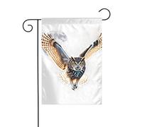 YYHWHJDE Anima Luna Gufo Immagine Giardino Bandiera Esterna Cortile Decorazione Doppio Lato 30,5 x 45,7 cm