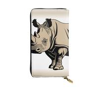 YYHWHJDE Animal Rhino Pattern Portafoglio lungo in pelle Pochette Progettato per ragazze e donne alla moda elegante e personalizzato 19 x 10,5 cm, nero, taglia unica, Nero , Taglia unica
