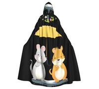 YYHWHJDE Animali sotto l'ombrello Immagine Halloween adulto mantello con cappuccio per giochi di ruolo, costumi e feste a tema