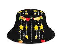YYHWHJDE Apple Star Wind Chime Pattern Reflective Bucket Hat leggero, traspirante, pieghevole, per uomini e donne, nero