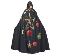 YYHWHJDE Apple Star Wind Chime Picture Adult Halloween giacca con cappuccio mantello lungo partito mantello adatto per uomini e donne