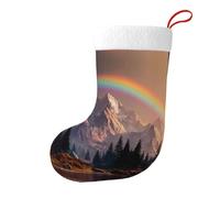 YYHWHJDE Arcobaleno dietro le montagne modello calze di Natale calza Festival grande capacità stampato calzini decorazione
