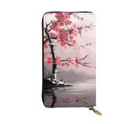 YYHWHJDE Bamboo and Cherry Blossoms Tree Zen Printed Leather portafoglio lungo pochette Progettato per ragazze e donne alla moda elegante e personalizzato 19 x 10,5 cm, nero, taglia unica, Nero ,
