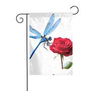YYHWHJDE Bandiera da giardino con libellula e baci, decorazione per cortile, 30,5 x 45,7 cm, spessa e resistente