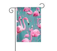 YYHWHJDE Bandiera decorativa da giardino con motivo a stormo di fenicotteri, 30,5 x 45,7 cm, spessa e resistente