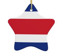 YYHWHJDE Bandiera del Costa Rica Stampe Natale in ceramica ciondolo a forma di stella ornamento facile da appendere, molto adatto per decorare alberi di Natale