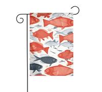 YYHWHJDE Bandiere da giardino stampate a forma di pesce carino, 30,5 x 45,7 cm, per decorazione da cortile, larghezza palo di 3 cm (solo bandiera, asta non inclusa)