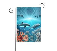 YYHWHJDE Bandiere da giardino stampate con balene sotto il mare, 30,5 x 45,7 cm, per decorazione da cortile, larghezza di 3 cm (solo bandiera, asta non inclusa)