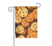 YYHWHJDE Bandiere da giardino stampate con biscotti con gocce di cioccolato, 30,5 x 45,7 cm, per decorazione da cortile con larghezza di 3 cm (solo bandiera, asta non inclusa)