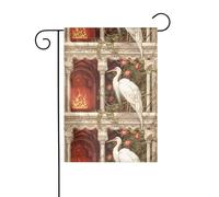 YYHWHJDE Bandiere da giardino stampate con cicogna bianca fiammeggiante, 30,5 x 45,7 cm, per decorazione da cortile, larghezza di posizione del palo di 3 cm (solo bandiera, asta non inclusa)