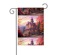 YYHWHJDE Bandiere da giardino stampate con cottage delle fiabe, 30,5 x 45,7 cm, per decorazione da cortile, larghezza di 3 cm (solo bandiera, asta non inclusa)