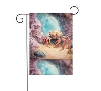 YYHWHJDE Bandiere da giardino stampate con granchio sotto le rocce, 30,5 x 45,7 cm, per decorazione da cortile, larghezza di posizione del palo di 3 cm (solo bandiera, asta non inclusa)