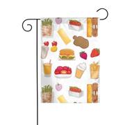 YYHWHJDE Bandiere da giardino stampate con hamburger e patatine fritte, 30,5 x 45,7 cm, per decorazione da cortile con 3 cm di larghezza (solo bandiera, asta non inclusa)