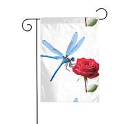 YYHWHJDE Bandiere da giardino stampate con libellula e baci, 30,5 x 45,7 cm, per decorazione da cortile con larghezza di 3 cm (solo bandiera, asta non inclusa)