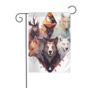 YYHWHJDE Bandiere da giardino stampate con lupi e renne, 30,5 x 45,7 cm, per decorazione da cortile con larghezza di 3 cm (solo bandiera, asta non inclusa)