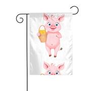 YYHWHJDE Bandiere da giardino stampate con maiale rosa che trasportano mango, 30,5 x 45,7 cm, per decorazione da cortile, larghezza di posizione del palo di 3 cm (solo bandiera, asta non inclusa)