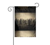 YYHWHJDE Bandiere da giardino stampate con mano dietro la lapide, 30,5 x 45,7 cm, per decorazione da cortile con larghezza di 3 cm (solo bandiera, asta non inclusa)