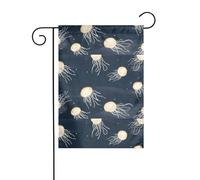 YYHWHJDE Bandiere da giardino stampate con meduse nelle stelle, 30,5 x 45,7 cm, per decorazione da cortile con larghezza di 3 cm (solo bandiera, asta non inclusa)